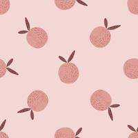 dekoratives essen nahtloses muster mit organischen orangenfruchtschattenbildern. rosa Palette in Pastelltönen. vektor
