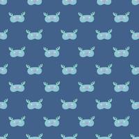 Maske Hirsch hellblaue Farbe geometrische nahtlose Muster auf blauem Hintergrund. kindergrafikdesignelement für verschiedene zwecke. vektor