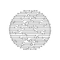 abstraktes digitales Logo mit Technologie-Leiterplatten-Texturhintergrund. elektronische Hauptplatine. Kommunikations- und Engineering-Konzept. Vektor-Illustration