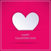 Valentinstagkarte mit weißem Herzen. Weißbuchkunst-Artherz auf rosa Hintergrund vektor