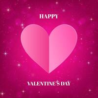 Alla hjärtans dag kort med hjärtat och glänsande rosa bakgrund vektor