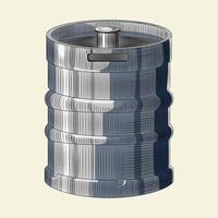 Bierfass aus Metall isoliert auf hellem Hintergrund. hand gezeichnete bierfass-vektorillustration. vektor