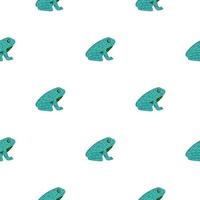 isoliertes Cartoon-Doodle-Muster mit lustigen blauen Frosch-Silhouetten. weißer Hintergrund. einfaches Design. vektor