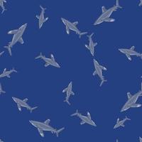 Oceanic whitetip shark seamless mönster i skandinavisk stil. marina djur bakgrund. vektor illustration för barn rolig textil.