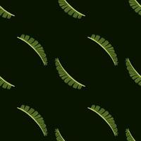minimalistiskt mörkt sömlöst mönster med silhuetter av klottergröna ormbunksblad. svart bakgrund. vektor