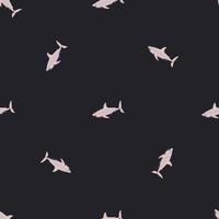 Nahtloser Musterhai auf schwarzem Hintergrund. Textur von rosa Meeresfischen für jeden Zweck. vektor