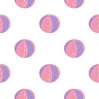 isolerade roliga sömlösa barn stil mönster med rosa och lila färgade boll former. vit bakgrund. vektor