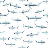 nahtloses Muster blauer Hai isoliert auf weißem Hintergrund. hellgrau strukturiert aus Meeresfischen für jeden Zweck. vektor