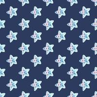 sömlösa mönster havsstjärna på blå bakgrund. marin sjöstjärna mallar för tyg. vektor