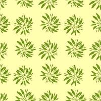 natur sömlösa doodle mönster med ljusa gröna löv blad silhuetter. ljusgul bakgrund. vektor