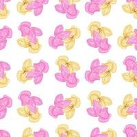 isoliertes nahtloses Muster mit orangefarbenen und rosafarbenen Orchideenblüten. weißer Hintergrund. vektor