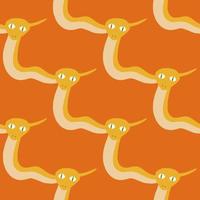 ljusa toner sömlösa mönster med abstrakta djur gula ormar former. orange bakgrund. doodle print. vektor