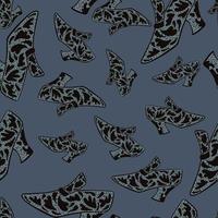 slumpmässiga sömlösa mönster med siluetter för modestövlar. blå blek mörk bakgrund. vektor