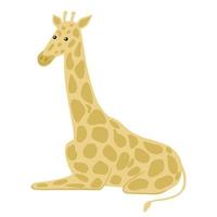 Giraffe sitzt isoliert auf weißem Hintergrund. niedlicher charakter von safari in musterflecken. vektor