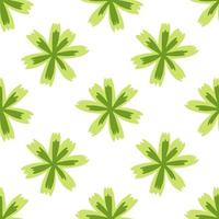 isoliertes Frühlingsnahtloses Muster im Doodle-Stil mit grünen Blumenformen. weißer Hintergrund. einfaches Design. vektor