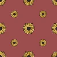 nahtlose Muster Sonnenblumen rosa Hintergrund. schöne Textur mit gelben Sonnenblumen und Blättern. vektor