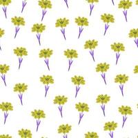 nahtloses muster mit der hand, die wilde blumen auf weißem hintergrund zeichnet. Vektor florale Vorlage im Doodle-Stil. sanfte sommerliche botanische textur.