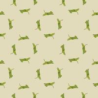 geometrisches tiernahtloses zoomuster mit grünen kleinen tigerschattenbildern. hellgrauer Hintergrund. vektor