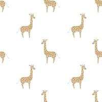 Afrika sömlösa mönster med beige doodle giraff silhuetter. vit bakgrund. enkel design. vektor