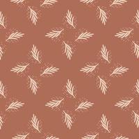 seamless mönster gran kvist på ljusbrun bakgrund. vektor geometrisk mall i doodle stil. jul skog textur.