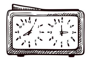schack klocka skiss isolerade. retro klocka för schackspel i handritad stil. vektor