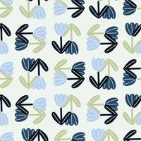 dekorativa sömlösa mönster med blå och marinblå tulpan blommor element. ljusgrå bakgrund. vektor