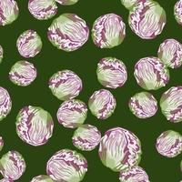 Nahtlose Muster Radicchio-Salat auf grünem Hintergrund. abstraktes Ornament mit Salat. vektor