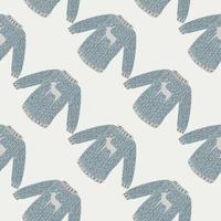 isolerade sömlösa mönster med doodle blå tröja tryck. vit bakgrund. december design. vektor