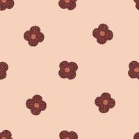 Nahtloses Muster im minimalistischen Stil mit abstrakten Blumenformen. rosa Pastellhintergrund. Doodle-Hintergrund. vektor