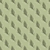 nahtlose Muster Tannenzweig auf hellgrünem Hintergrund. Vektorgeometrische Vorlage im Doodle-Stil. Weihnachtswald Textur. vektor