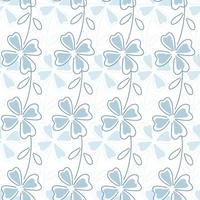 isoliertes nahtloses muster der blüte mit blauen umrissen kleeblattformen. weißer Hintergrund. einfacher Stil. vektor