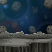 asteroider och planet i stjärnhimmel illustration vektor
