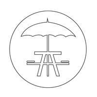 Regenschirm mit Picknick-Tisch-Symbol vektor