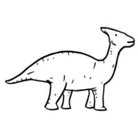 hand gezeichneter vektorgekritzel parasaurolophus illustration.cartoon parasaurolophus lokalisiert auf weißem hintergrund für farbseite, plakatdesign, t-shirt druck und aufkleber. vektor