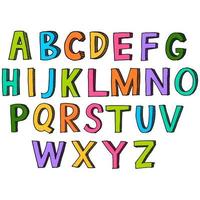 handritad doodle rolig teckensnitt. uppsättning av skiss söta alfabetet. vektorillustration för tidningar, tryck, webbaffischer, handritad typografi etc. vektor