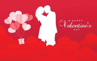 Valentinstag Farbverlauf rot schönes Paar Hintergrund vektor