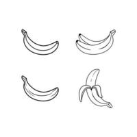 satz von bananenfrucht-symbolumriss. Bananenfrucht-Icon-Sammlung vektor