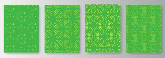 samling av gröna bakgrunder med gult mönster vektor