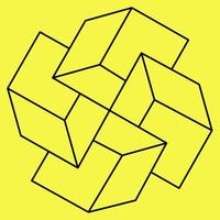 lineares Gestaltungselement. geometrisches Symbol, geometrisches Muster, geometrische Form, Etikett, Zeichen, Monogramm. Vektor. isoliert auf einem gelben. vektor