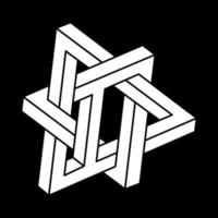 omöjliga former logotyp design, optisk illusion objekt. optisk konst. helig geometri figur. vektor