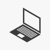 eine einfache schwarze isometrische Vektorillustration eines Laptops auf weißem Hintergrund vektor