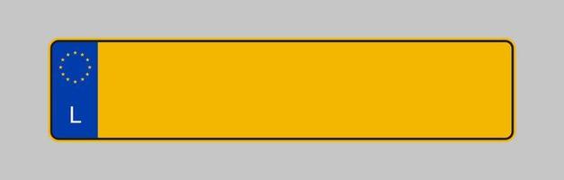kennzeichen von luxemburg. fahrzeugkennzeichen rahmenvektor isoliert. Vorlage für Autokennzeichen vektor