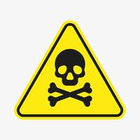 vektor giftiga giftikonen isolerad på vit bakgrund. gul triangel varningssymbol. gift, syra, giftig, försiktighetsikon. dödskalle och benknotor