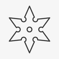 Ninja-Shuriken-Wurfsternumriss-Vektorsymbol isoliert auf weißem Hintergrund. Ninja-Star-Illustration für Spiele und Websites vektor