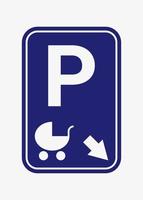 Parkplatzschild für Frauen mit Kindern. Kinderwagen-Parkschild. Platz für Kinderwagen. Vektor-Illustration
