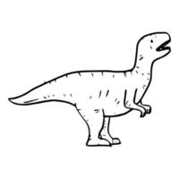 hand gezeichneter vektorgekritzel t rex illustration.karikaturtyrannosaurus lokalisiert auf weißem hintergrund für farbseite, plakatdesign, t-shirt druck und aufkleber. vektor