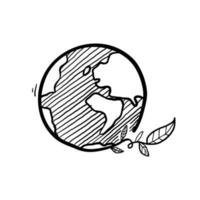 hand gezeichnetes gekritzel-ohr mit saatpflanzensymbol für öko-umweltkarikatur vektor
