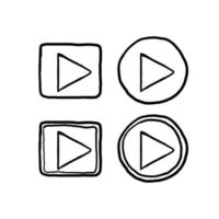 Sammlung von Player-Button-Symbolzeichen mit handgezeichnetem Doodle-Stil-Vektor vektor