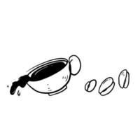 handritad doodle kaffeböna illustration vektor isolerade bakgrund