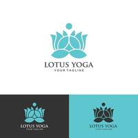 yoga lotus pose blomma logotyp design vektor mall. hälsa skönhet spa logotyp konceptikon.